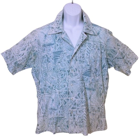 Vintage 80s Aloha Shirt Handmade 'My Hubby' L/XL Pocket Lapel Tropical Abstract - Picture 1 of 11